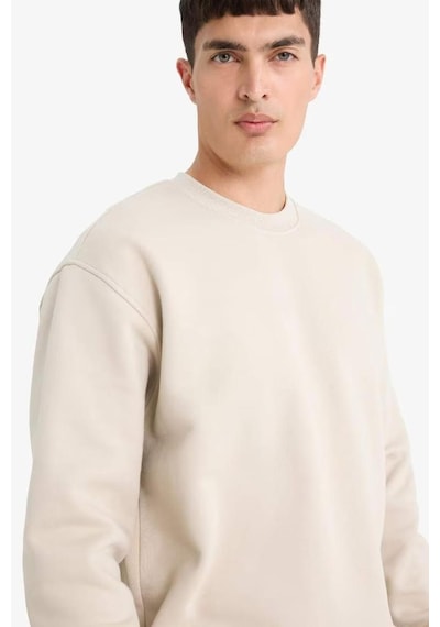 DeFacto Oversize Geniş Kalıp Bisiklet Yaka Kalın Basic Düz Sweatshirt T5139AZ24AUBG735
