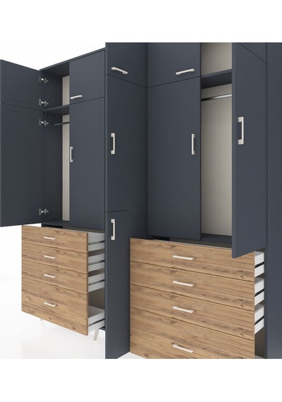 Arges Dolap 8 Raflı 8 Çekmeceli 3 Askılı 220x30x243 Antrasit-antrasit/çam Antrasıt/atlas Çam Arges Dolap 8 Raflı 8 Çekmeceli 3 Askılı 220x30x243 Antrasit-antrasit/çam Antrasıt/atlas Çam