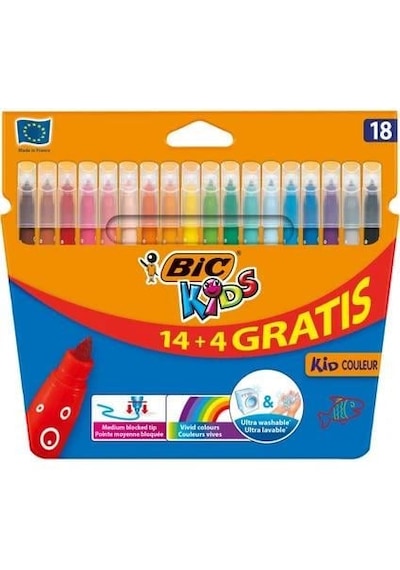 Bıc Kids Couleur Ultra Yıkanabilir Keçeli Boya Kalemi 14+4 Renk