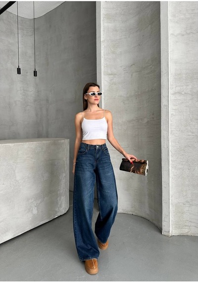 Zdnjeans .yeni Sezon Mom Kesim Kot Pantolon Koyu Mavi