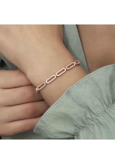 Gümüş Rose Oval Taşlı Bayan Bileklik 44969029