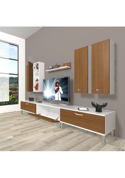 Decoraktiv Eko 8d Slm Krom Ayaklı Tv Ünitesi Tv Sehpası - Beyaz Ceviz Beyaz - Ceviz Decoraktiv Eko 8d Slm Krom Ayaklı Tv Ünitesi Tv Sehpası - Beyaz Ceviz Beyaz - Ceviz