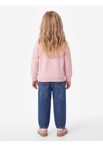 Koton Baskılı Uzun Kollu Bisiklet Yaka Şardonlu Sweatshirt Pembe 7wmg10102ak Gül