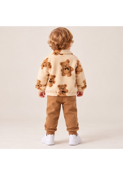 Maxx Kelın Erkek Bebek Ayıcık Desenli Peluş Fermuarlı Mont Ve Pantolon 2'li Takım 9-12-18 Ay Ekru Maxx Kelın Erkek Bebek Ayıcık Desenli Peluş Fermuarlı Mont Ve Pantolon 2'li Takım 9-12-18 Ay Ekru