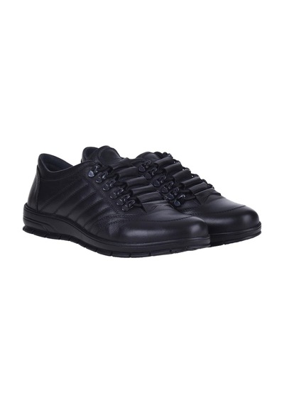 Berenni M197 Siyah %100 Deri Erkek Sneakers Spor Ayakkabı Siyah