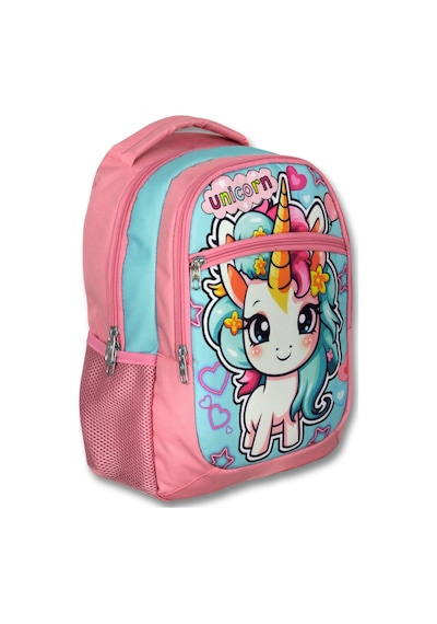 Ümit Çanta Üç Gözlü Kız Çocuk İlkokul Çantası - Bebek Unicorn - Pembe Turkuaz - 5048 Pembe - Turkuaz