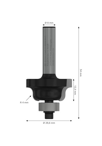 2 608 Aksesuarı 628 394 Profil Freze B 8 Mm, R1 4 Mm, B 8 Mm, L 12,7 Mm, G 54 Mm
