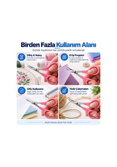 Nakış Makası 10 Cm, Kıvrık Uçlu Nakış, Dikiş Ve İplik Makası