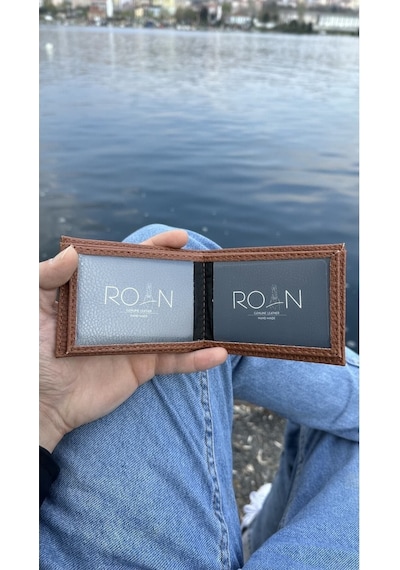 Roan Naturel Kutulu Vegan Deri Lüks Erkek Cuzdanı Hediyelik Paket Taba