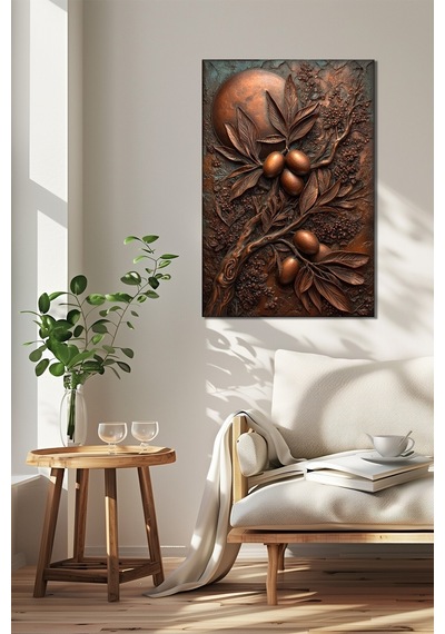 Zeytin Dalı Baskılı Cam Tablo Modern Doğa Temalı Uv Baskı Dekoratif Duvar Tablosu