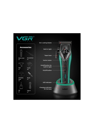 Tıraş Makinesi Seti V-883 S2 - Profesyonel 2'li Vector Motor 11000 Rpm - Yeşil
