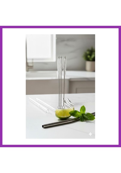 Bezos 3 Lü Paslanmaz Çelik Pipet Temizleme Fırçası Seti Bty