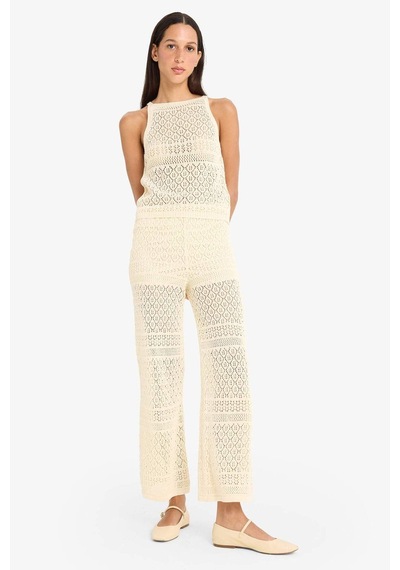 DeFacto Wide Leg Geniş Paça Ajur Triko Pantolon F3777AX25SMER105
