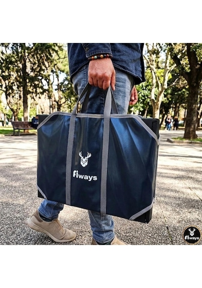 Fiways Axıs V2 Mat Siyah Metal Kamp Masası, 1mm Çelik Gövde, Profesyonel Katlanır Çantalı Outdoor Sehpa