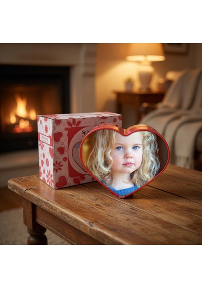 Kalpli Dönen Fotoğraf Çerçevesi 4 Resimli Çocuklara Doğum Günü Hediyesi 12x14 Cm Kırmızı
