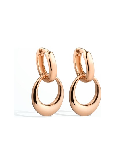 14 Ayar Altın Mikron Kaplama Sallantılı Oval Halka Küpe - E00281 Gold