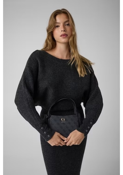 Guess Coleen Logo Satchel Kadın El Çantası Hwsg9756050 Siyah