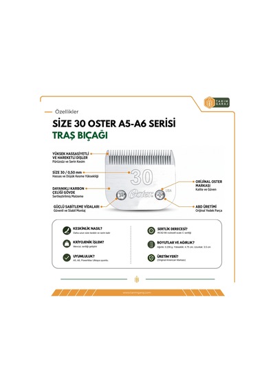 Size 30 Oster A5-a6 Serisi Tıraş Bıçağı