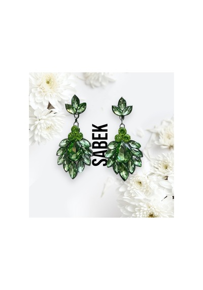Eloria Kristal Taşlı Küpe Düğün Kına Günlük Kullanım Mint Yeşili - 726428693 Mint Yeşili