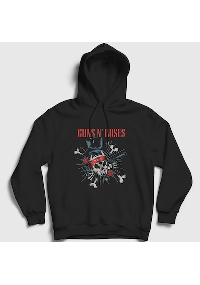 Presmono Unisex Revolvers Guns N' Roses Kapüşonlu Sweatshirt Siyah