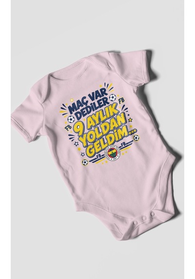 Morivokids Maç Var Dediler Yazılı Kısa Kollu Bebek Body %100 Pamuk Zbn277-kk Bebe Pembe