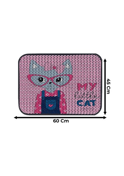 Renkli Desenli Elekli Kedi Tuvalet Önü Paspası 45 X 60 Cm Küçük Pembe - 834019647