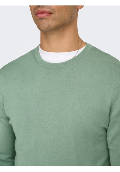 Only & Sons Onswyler Lıfe Reg 14 Ls Crew Knıt Noos Erkek Yeşil Kazak - 22020088