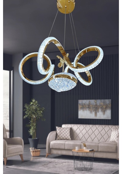 Kıvrım Eliza Top 3 Renk Led Sarkıt Avize Modern Tasarım Oturma Çok Renkli