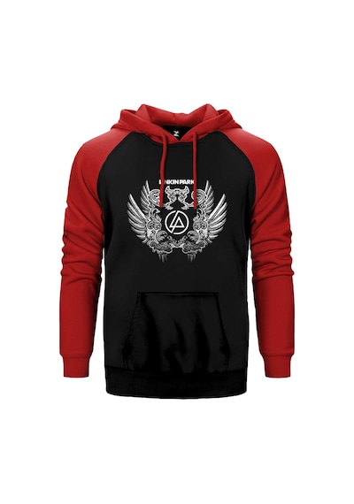 Linkin Park Wings Kırmızı Renk Reglan Kol Kapşonlu Sweatshirt Kırmızı