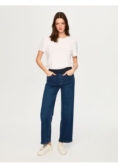 Faik Sönmez Wide Leg Fit Beli Lastikli Rahat Jean Pantolon S26jpn016 Us26jpn01627 İndigo