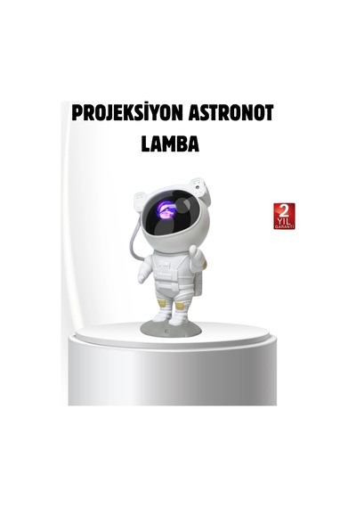 Bluetooth Müzikli Astronot Projeksiyon Lambası Yıldız Ve Ay Efektli Açık Lacivert
