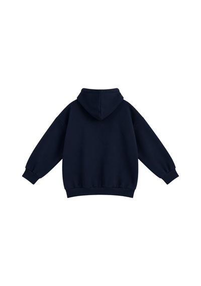 Vadon 1047 Kadın Kapüşonlu Kanguru Cepli 3 İplik Pamuklu Sweatshirt Lacivert