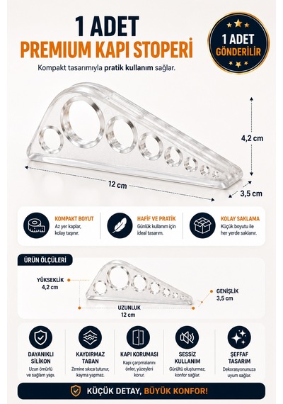 3 Adet Şeffaf Silikon Kapı Altı Stoperi Kaydırmaz Kapı Durdurucu 12 Cm Kapı Sabitleyici