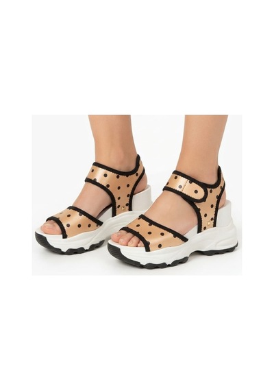 Elvı Altın Kadın Dolgu Topuklu Spor Sandalet 9 Cm Altın