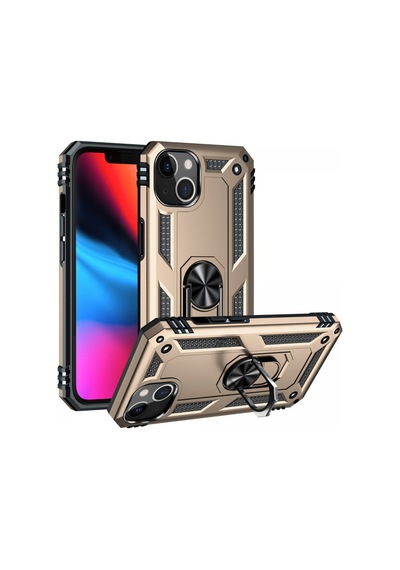 Apple iPhone  Uyumlu,  14 Plus Kılıf Sofya Yüzüklü Silikon Kapak - Gold