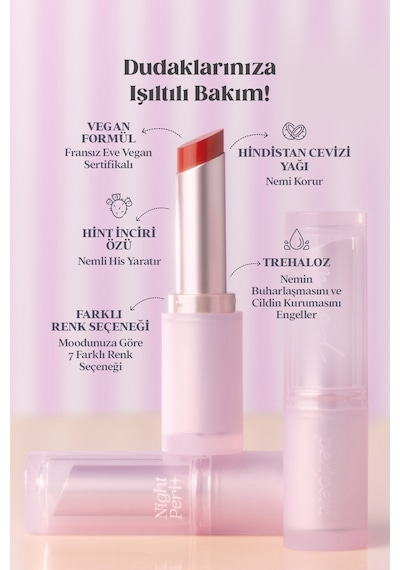 Yoğun Nemlendirme Sunan Vegan Dudak Balmı Perıpera Ink Mood Glowy Balm 8sleeping Coral Night Peri 8 18356741