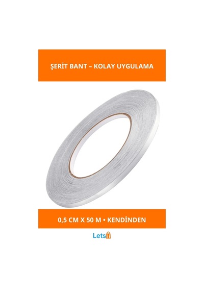 Kendinden Yapışkanlı Çok Amaçlı Gri Fayans Arası Şerit Bant 0.5 Cm 50 Metre 1 Adet