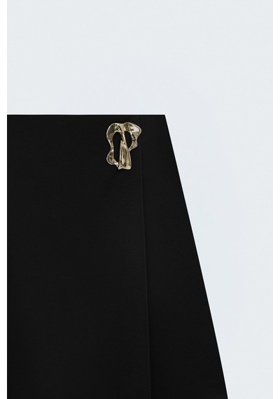 Sateen Şort Etek - Siyah-137790