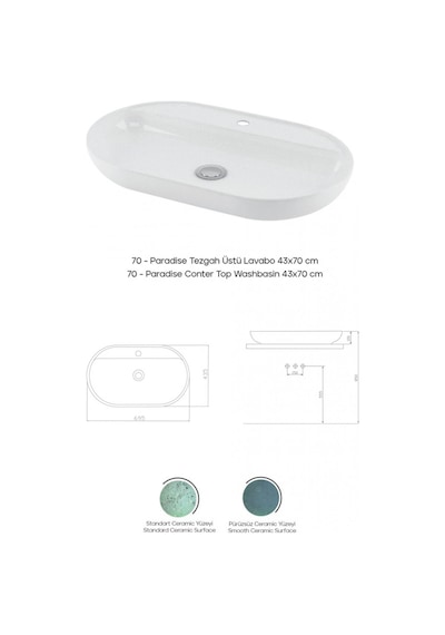 Karen Banyo Paradise 70 CM Tezgah Üstü Lavabo