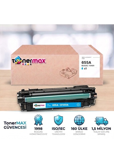 Hp 655a Cf451a Mavi Uyumlu Toner - Çipli / Color Laserjet Enterprise M652 / M653 / Mfp M681 / M682