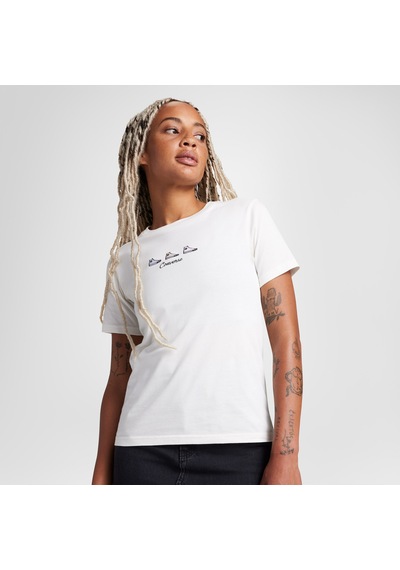 Converse High Tops Kadın Nakışlı Krem T-shirt