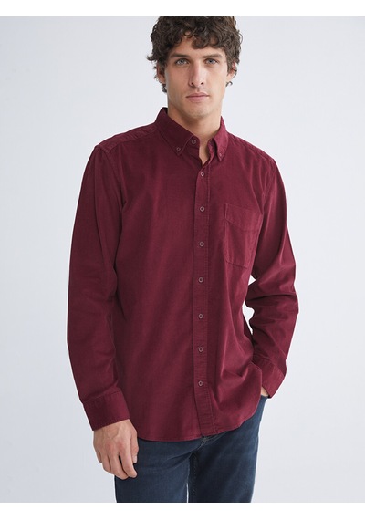 Lcwaıkıkı Classic Bordo Regular Fit Uzun Kollu Kadife Erkek Gömlek
