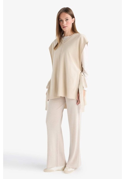 Defacto Regular Fit Basic Düz Beli Lastikli Düz Paça Triko Pantolon D6912ax25wnbg300 Bej-bg300