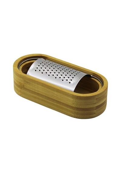Ahşap Bambu Hazneli Yatay - Oval Metal Bombeli Meyve Rendesi 7 X 15.5cm 5570 Çok Renkli