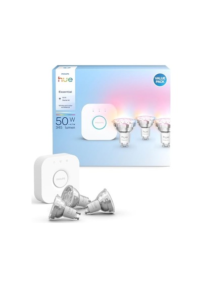 Philips Hue Essential 3'lü Gu10 Spot Başlangıç Seti 345 Lumen - 15.000 Saat Ampul Kullanım Ömrü Enerji Sınıfı F