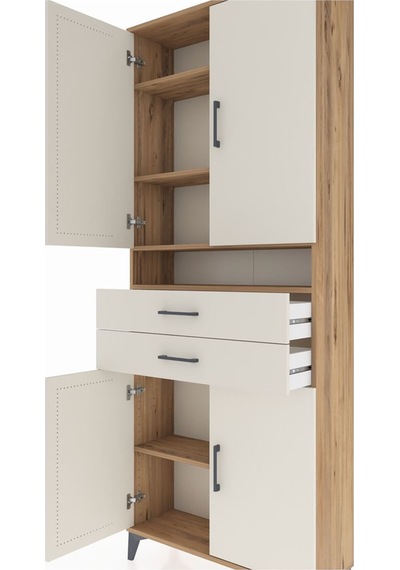 Arges Dolap 5 Raflı 2 Çekmeceli 4 Kapaklı 88x30x221 Çam-aytaşı Çam