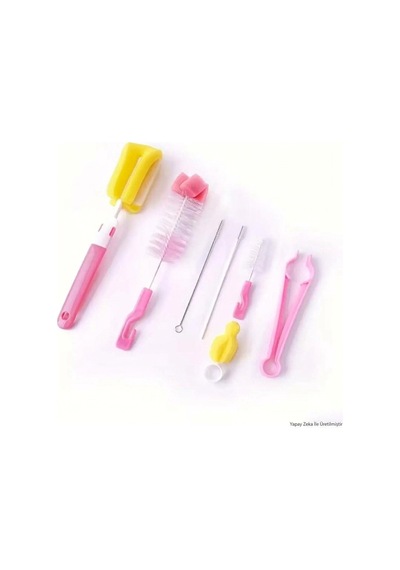 7 Parça Bebek Biberon Emzik ve Şişe Temizleme Fırçası Seti - Pipet Temizleyici & Steril Maşa Hediyeli