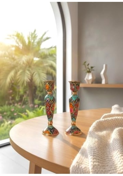 Bakır El Yapımı Şamdan Çok Renkli