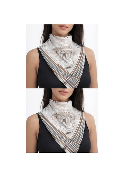 Aldaıyr 2 Adet Filistin Temalı Fular 50x50 Unisex Günlük Kullanıma Uygun Puşi Şal Kefiye Filistin Bayrak Renkli 7