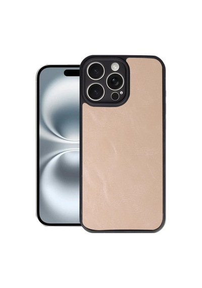 Apple İphone 16 Pro Max Kılıf Aras Deri Kapak - Pudra
